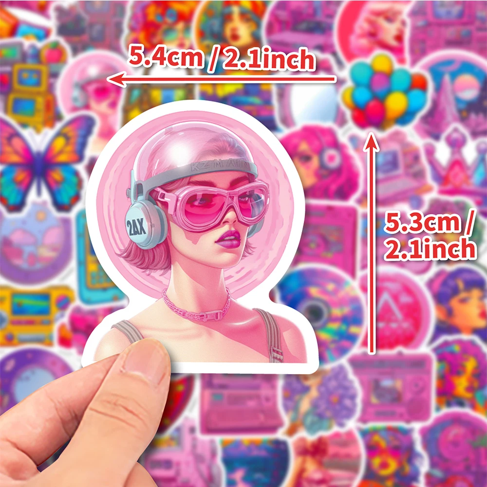 10/30/50pcs Vintage Y2K Pink Girl Graffiti Stickers Cartoon Aesthetic Decals Laptop Suitcase Phone Decoration Sticker Kids Toy