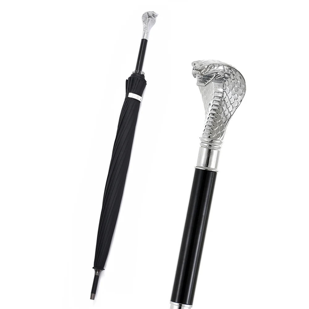 

Silver King Cobra High-End Vintage Men's Long Handle Business Straight Rod Umbrella British Style