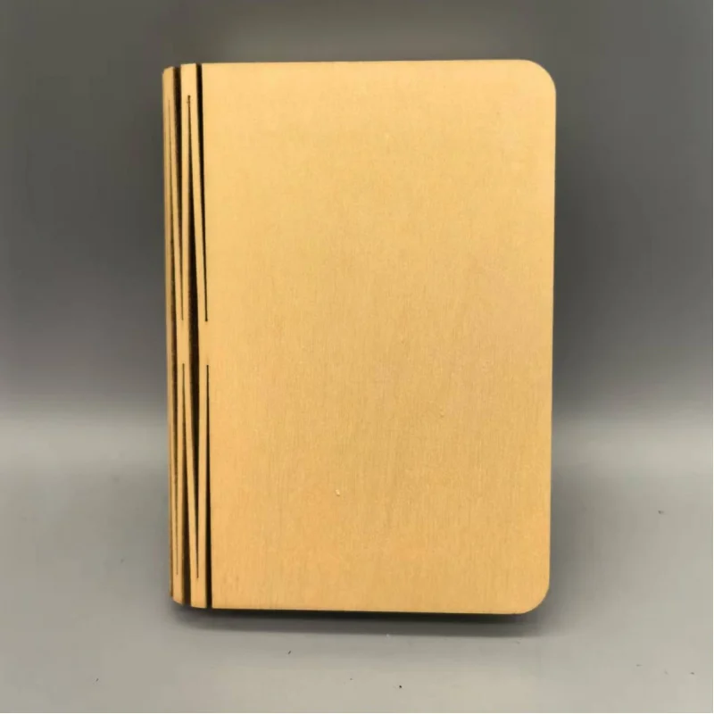 Livro de papel de capa de madeira criativa com páginas DuPont, luz noturna LED, lâmpada de cabeceira portátil de bolso dobrável