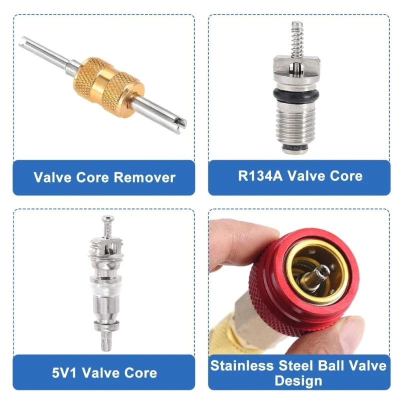 R134A バルブコアリムーバーインストーラーツールセットエアコンバルブコアインストールツールエアコン 918D に適した