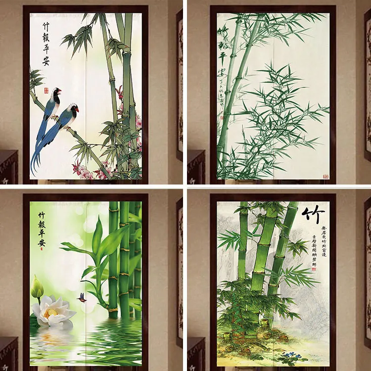 Chinese Style Bamboo Door Curtain Partition Feng Shui Curtains Household Bedroom Kitchen Bathroom Curtain Noren Entrance Decor