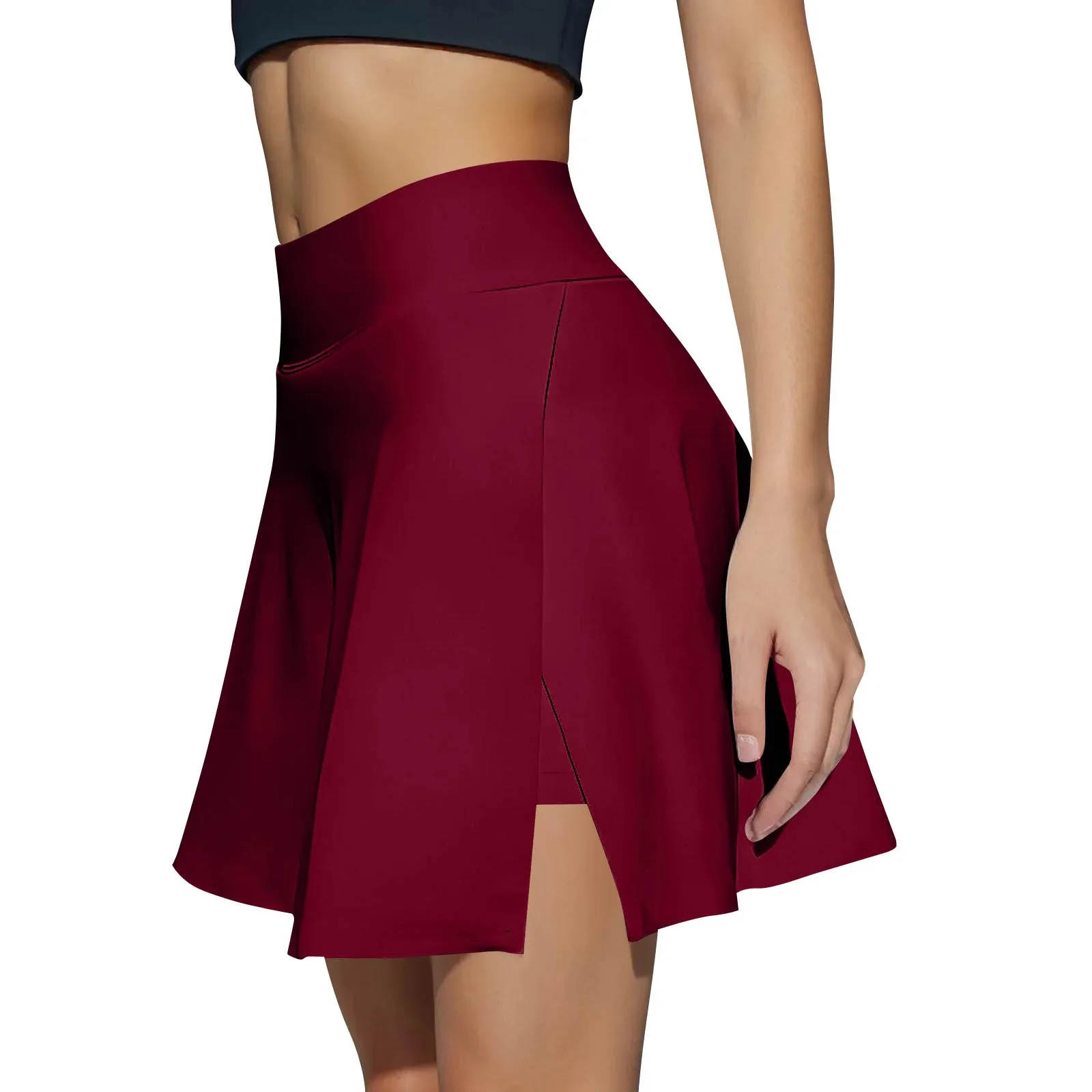 Falda deportiva informal de cintura alta para mujer, minifaldas de secado rápido para gimnasio, medias faldas cortas de Color sólido, Falda plisada deportiva para tenis