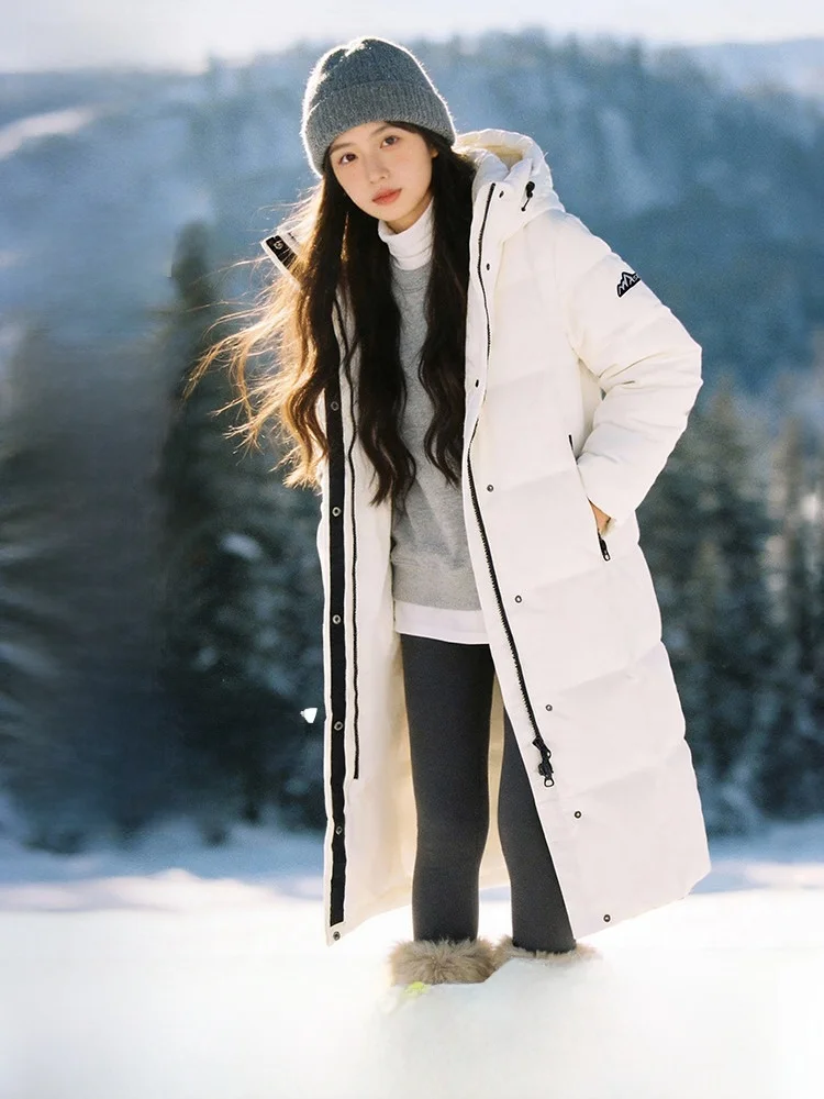 

Зимняя куртка Snow Flng Весна 2026 унисекс с капюшоном, длинная, на гусином пуху, утепленная, для защиты от холода, верхняя одежда для активного отдыха, из полиэфирного волокна