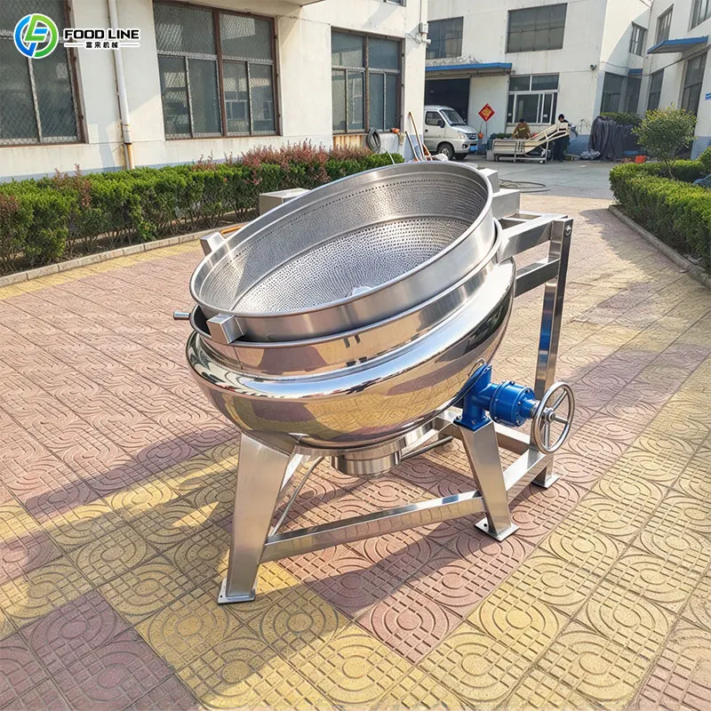 Tilting Boiling Pan With Perforated Basket Vegetable Blanching Pot For Chili Processing Stainless Steel Kitchen Equipment Custom