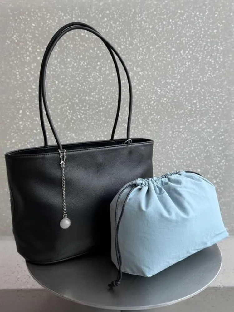 Concise Female Genuine Leather Large Capacity Bags Leisure Buckle Ladies Handbag Solid Color Cowhide Single Shoulder Bag