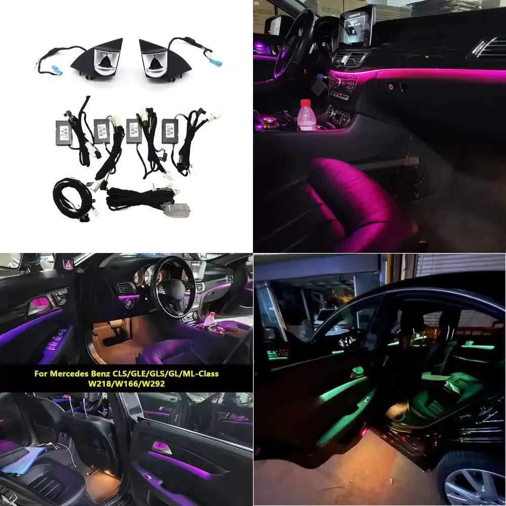A-Pillar Hourglass Tweeter 12-Color LED Interior Ambient Light Kit for CLS GLE GLS GL ML-Class W218 W166 W292