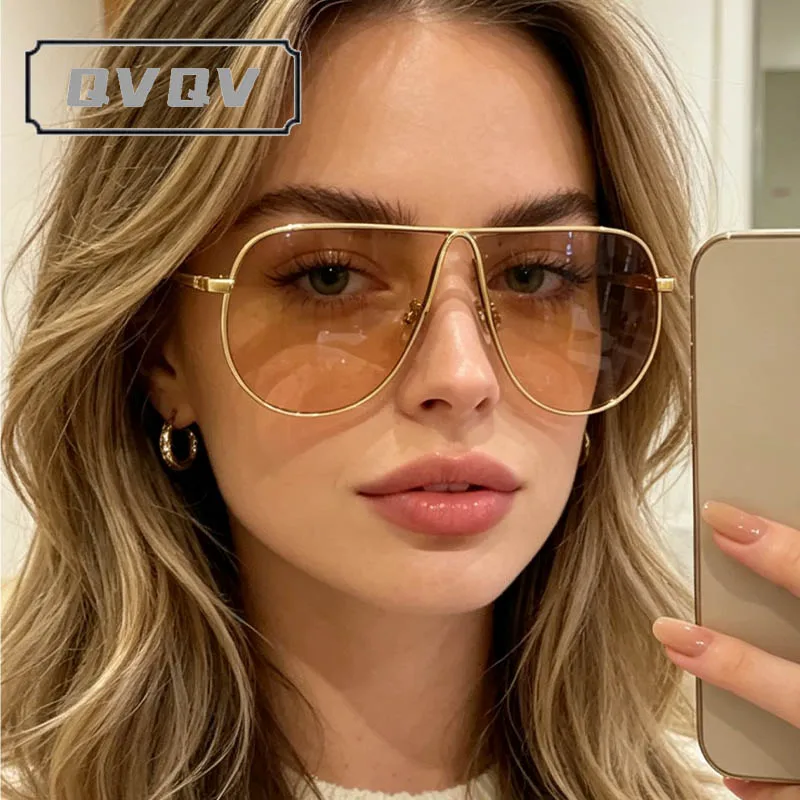 Unisex Pilot Sunglasses With High-Quality Gradient Lenses Trendy Oversized Sun Glasses for Men Women Metal Single Bridge Shades