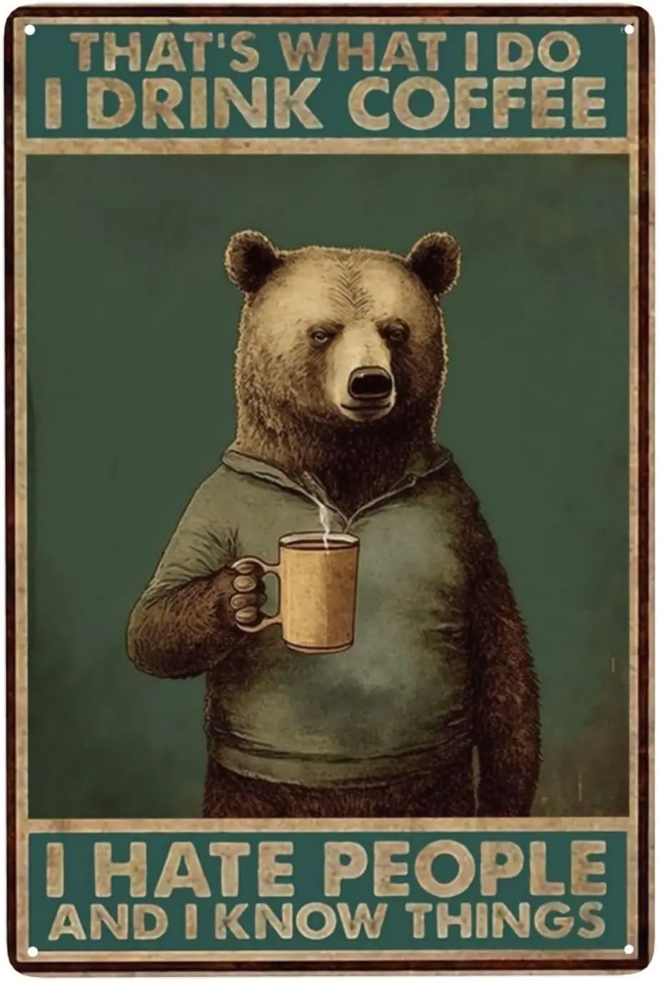 ZHIQUN Coffee Lover Metal Tin Sign 8x12 Inches - Retro 