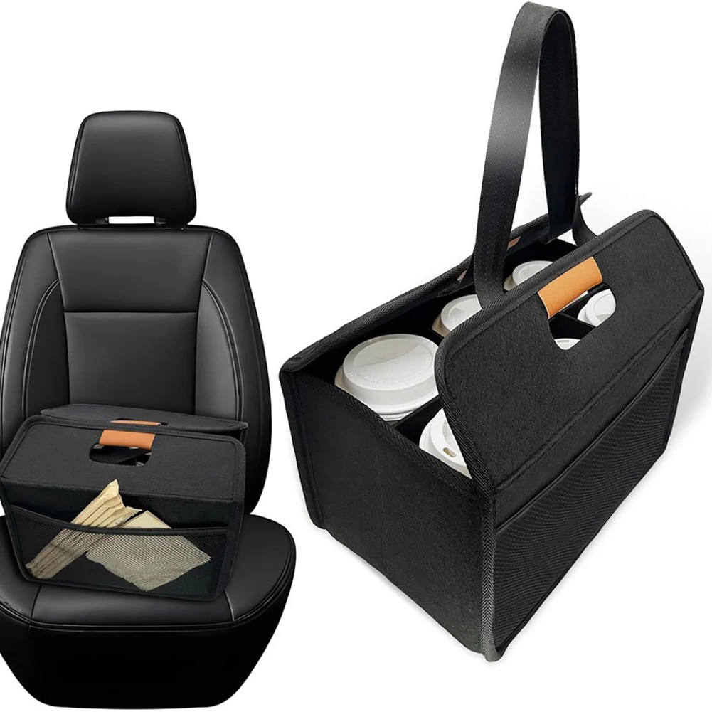 

Insulated Drink For Carrier for 6 Cups Foldable Portable Beverage Holder with Handle Adjustable Dividers and Storage Pocket