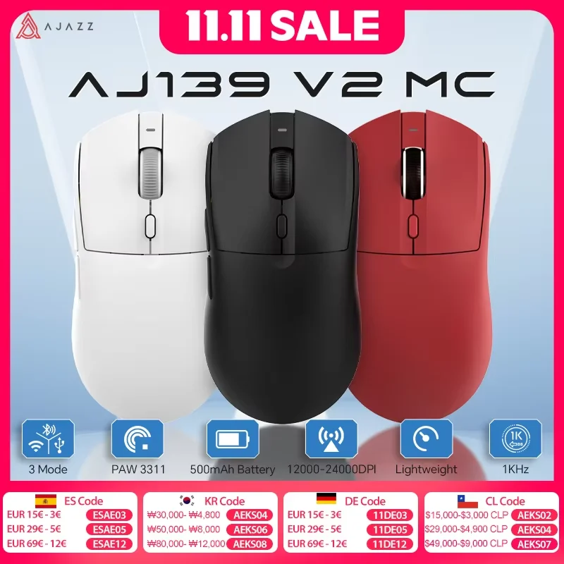 

AJ139 V2 MC 3311 chip Magnetic dock charging Tri-mode connection BT, 2.4G, wired, mouse receiver built in charging dock inside