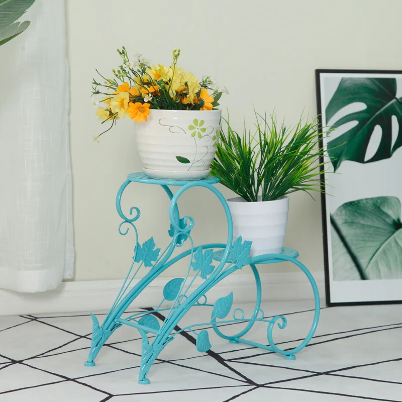 Indoor floor-style creative small fresh flower pot rack iron flower rack