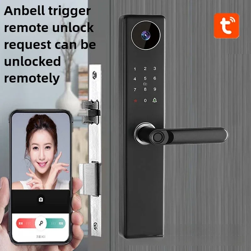 Combination Lock Remote Graffiti Electronic Door Lock Aluminum Alloy Material Smart Lock with Surveillance Camera Cat Eye Door