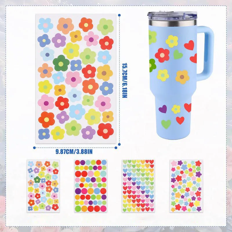 10-40sheet Reward Stickers for Children Colorful Flower Star Heart Dot Behavior Chart Scrapbook Sticker Student Teacher Supplies