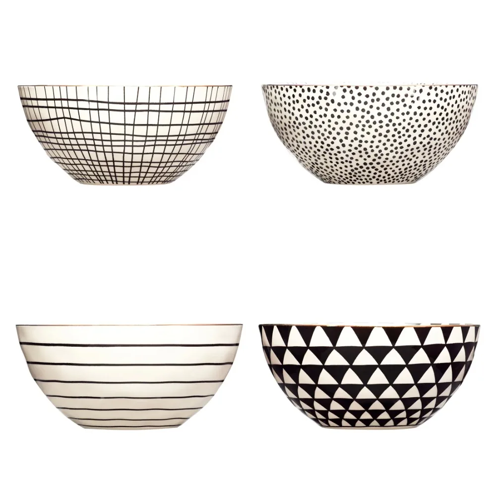 

Servware Black & White Assorted Stoneware Round Bowls, 4 Pack