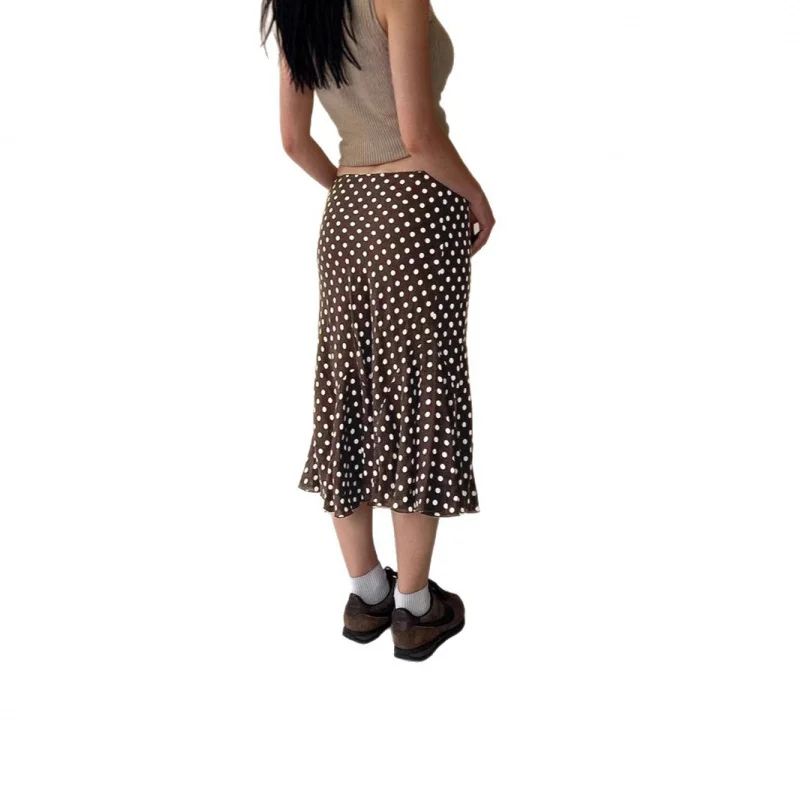 Nuova gonna a pois con stampa a vita bassa Fi Tail Or Gonna svasata svasata slim fit da donna