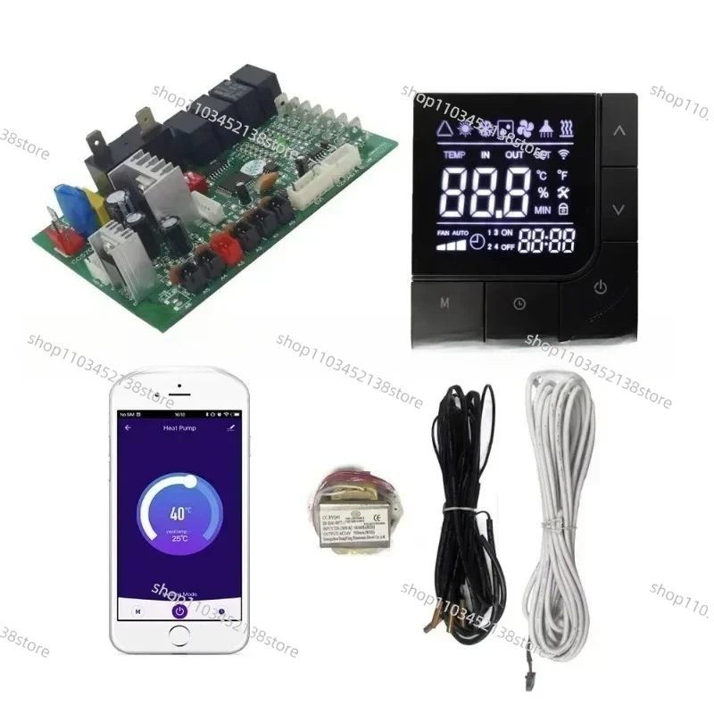 

Универсальный тепловой насос WiFi Tuya, плата управления PCBA для источника воздуха/воды, водонагреватель, умный контроллер, сменная плата 110‐240 В