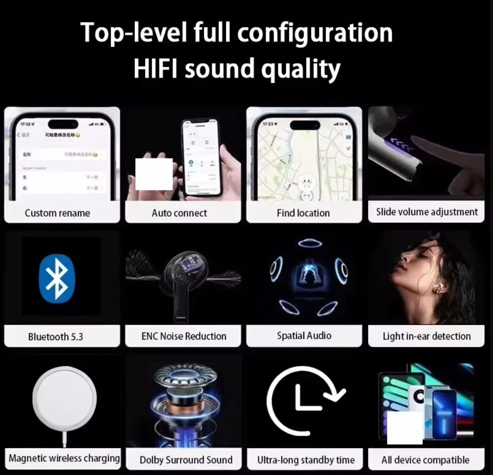 سماعات أذن بلوتوث لاسلكية Pro 2 جديدة لعام 2025 Air4 مع كابل USB-C من النوع C وسماعة ألعاب HiFI بخاصية إلغاء الضوضاء النشطة #2