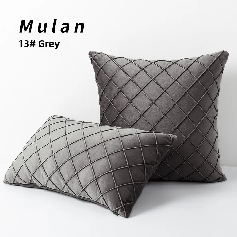 Home Velvet Pillowcase Diamond Grid Bed Head Pillowcase Swan Velvet Backrest Cushion Cover Ins Style Plush Material