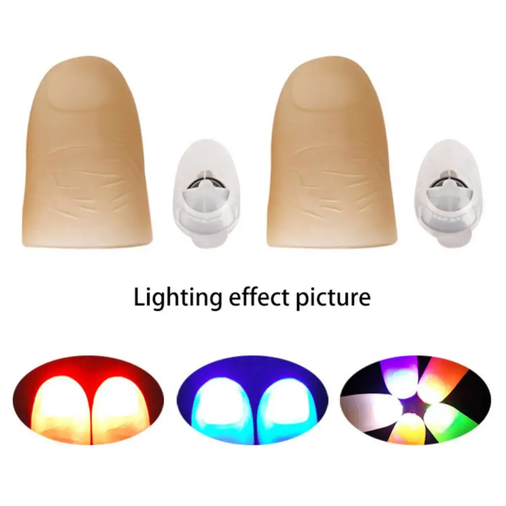 Magic Thumbs Light Toys Luminous Thumbs Light Led Flashing Fingers Magic Trick Props Halloween Party Toys 2Pcs/set