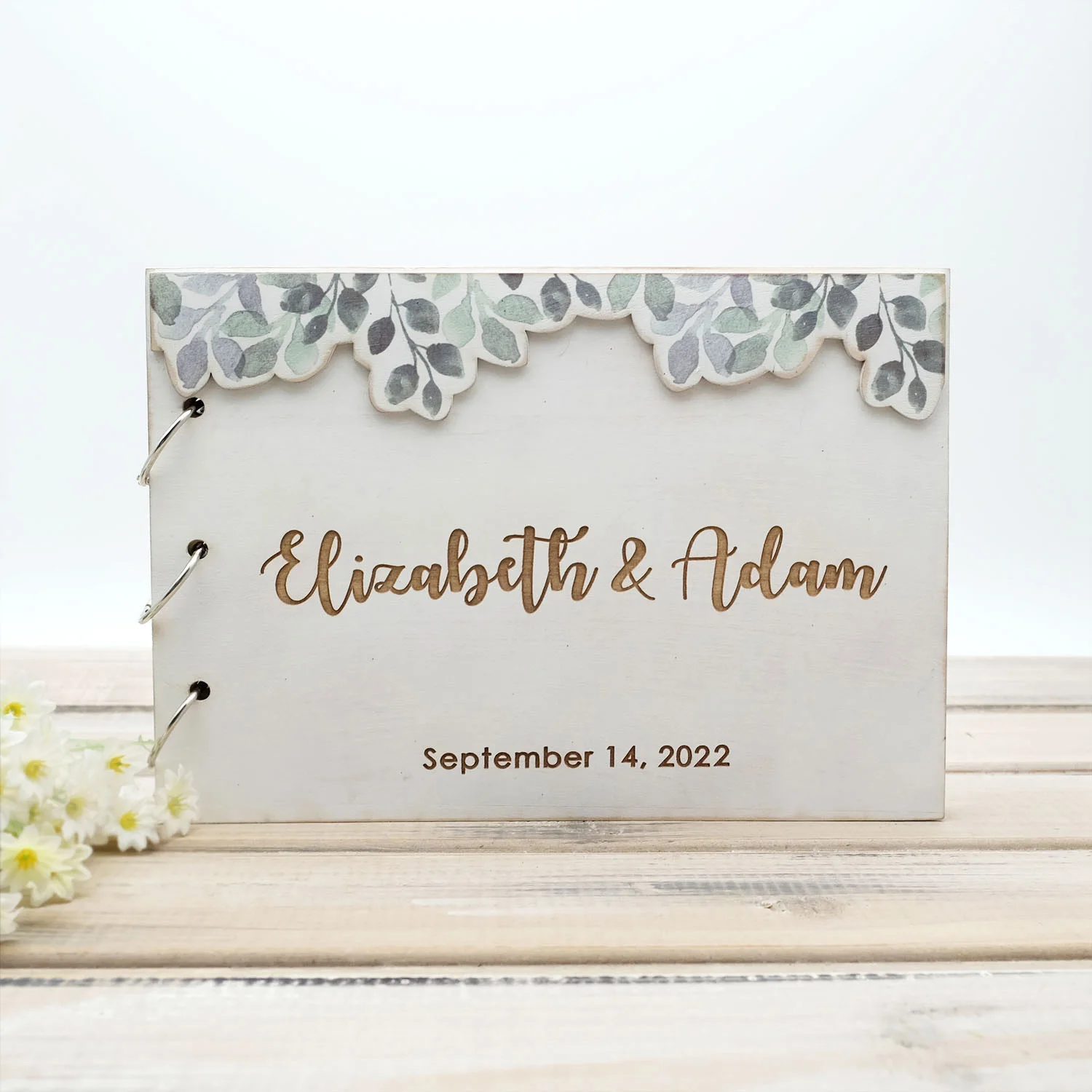 Personalized Wedding Guest Book, Custom Wreath Guest Book, Rustic Wedding Signature Decoration