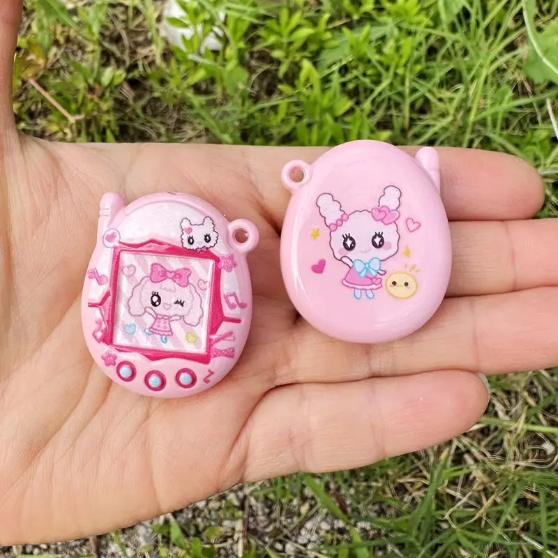 Tamagotchi double-sided printed beads DIY materials, baked paint cartoon arcade through-hole beads mobile phone keychain pendant view 3