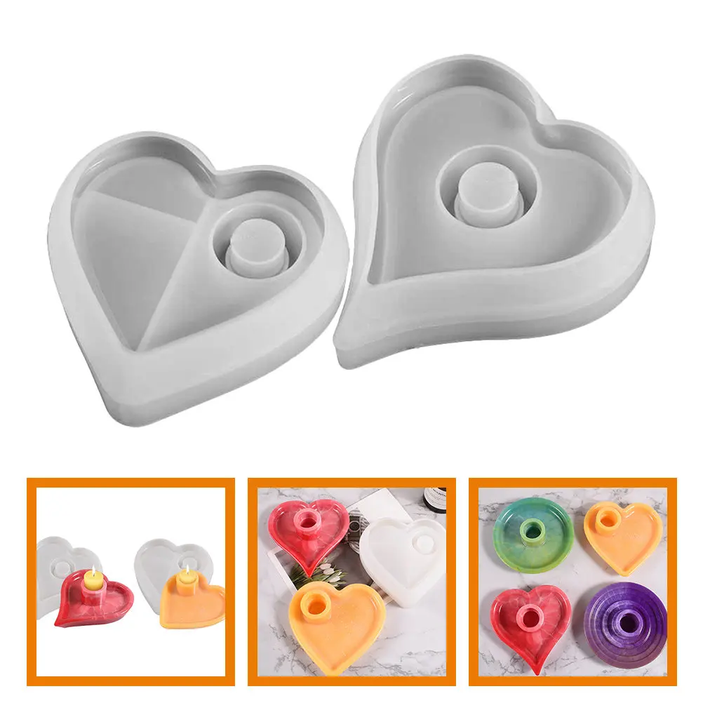 Heart-Shaped Silicone Candle Mold Set – 2pcs, DIY Candle Making Kit for Home Decor, Epoxy Resin, Dry Flowers