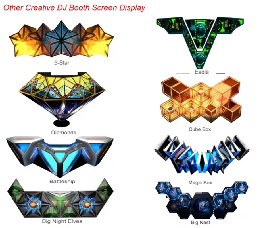 D-KING Indoor Dj Booth Led Display Screen Triangular Triangle Hexagon Module Bar Dj Booth Stage Led Display