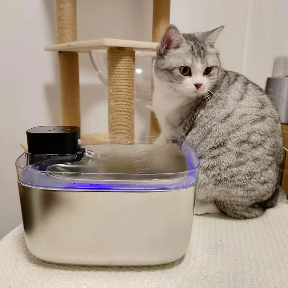 

Cats Drinking Fountain Cordless LCD Display Motion Sensor Wireless Dog Stainless Steel Dispenser Pet Cat Water Fountain
