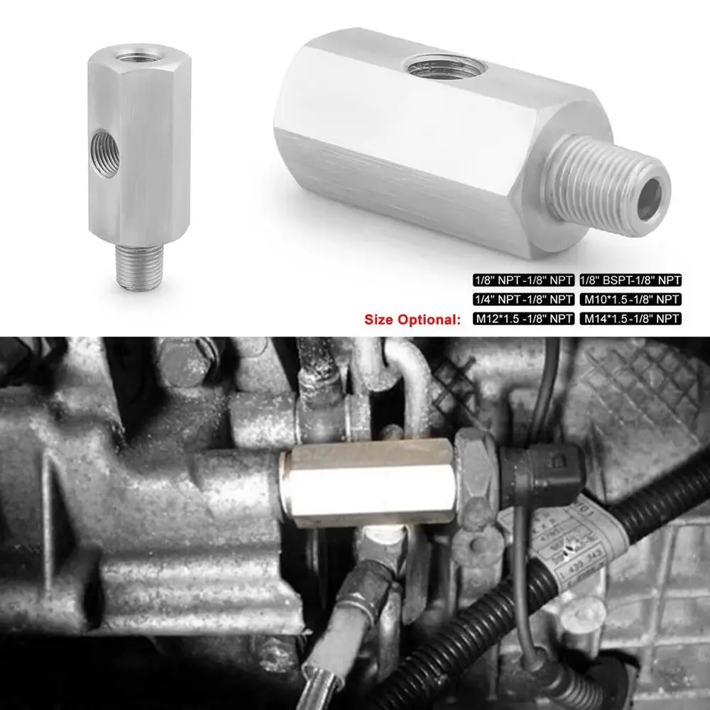 Stainless Steel Side Holes Oil Pressure Sensor Connector M12 M10 M14 1/8
