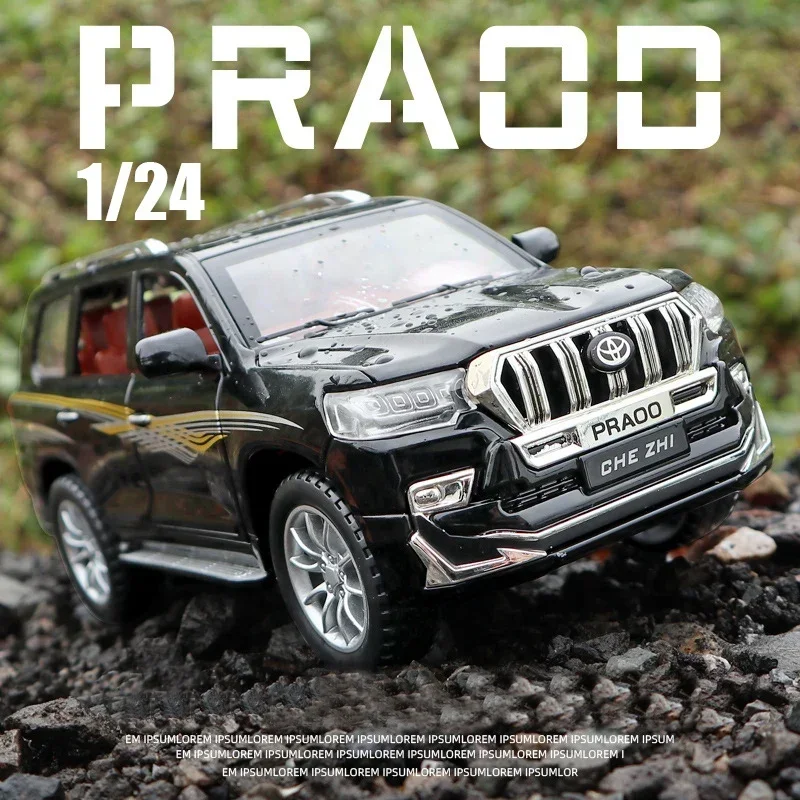 1:24 TOYOTA Land Cruiser Prado Sport SUV Alloy Diecast Car Model With Pull Back Sound Light Children Gifts Collection A174