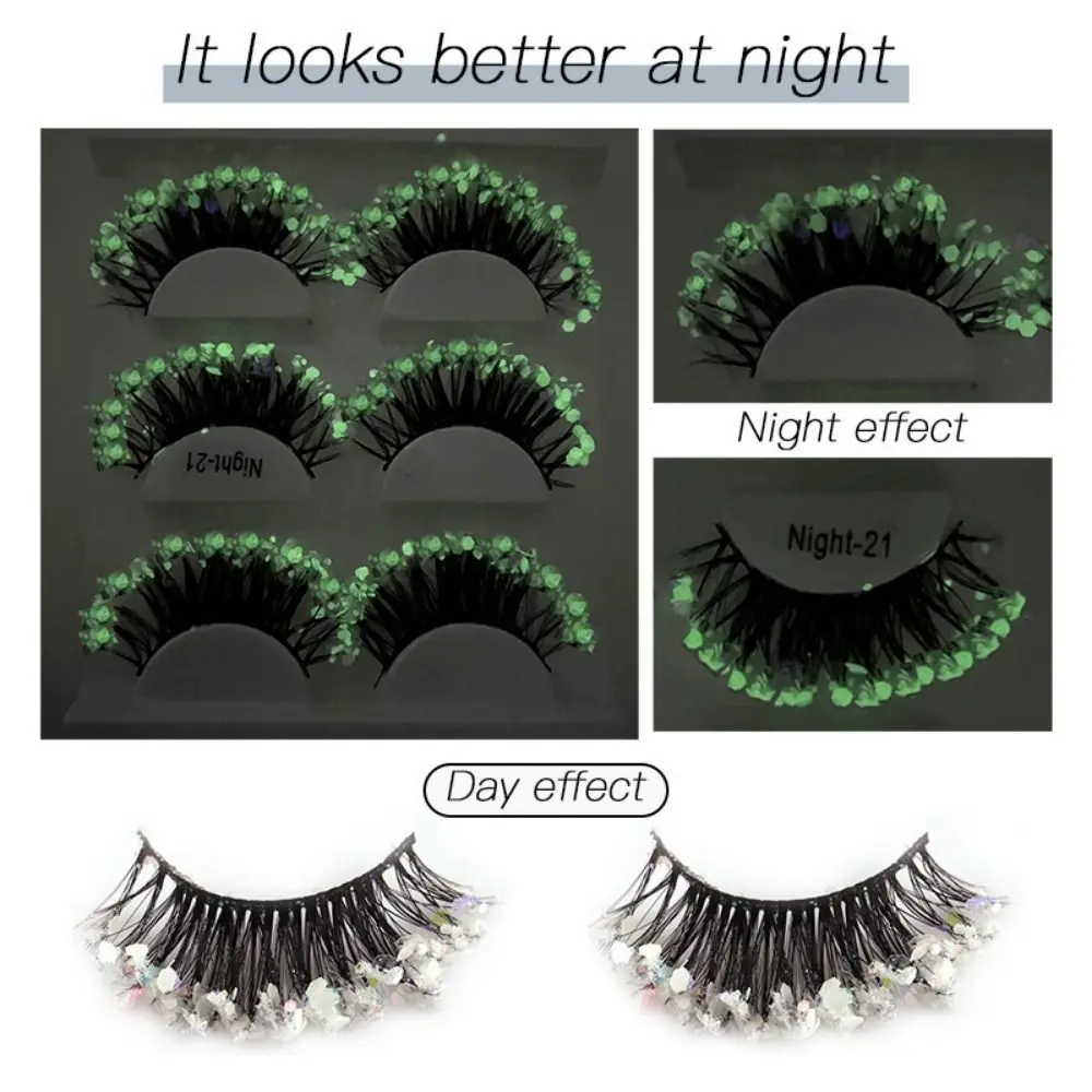 

2 box Thick Fluffy Lashes Glitter Colored Eyelashes Sequin Lashes Extension Luminous Eyelashes Exaggerated Shiny