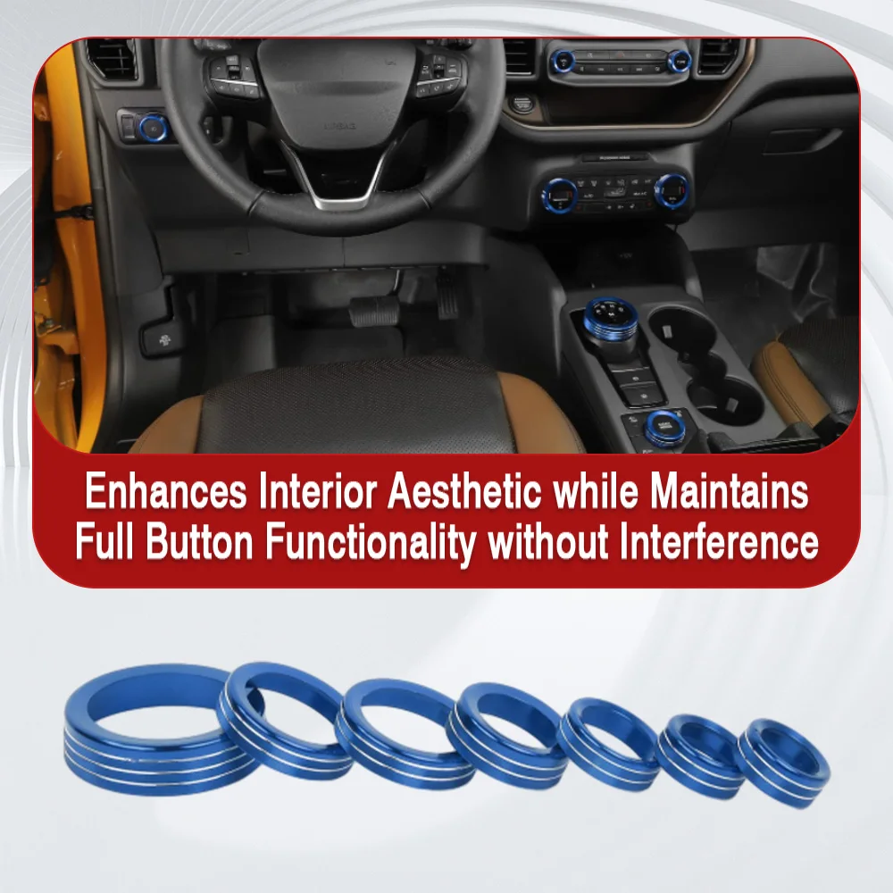 For Ford Bronco Sport 2021-2025 Center Console AC Vent Audio Headlight 4WD Knob Switch Circles Decoration Cover Trim