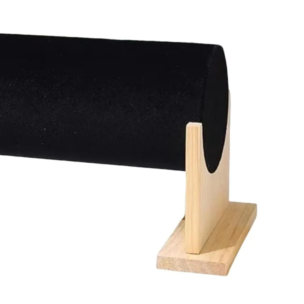 Tempat Penyimpanan Perhiasan Kayu Asli Desain Dapat Dilepas Tempat Pajangan Ikat Rambut Multi-Fungsi Permukaan Beludru Hemat Ruang