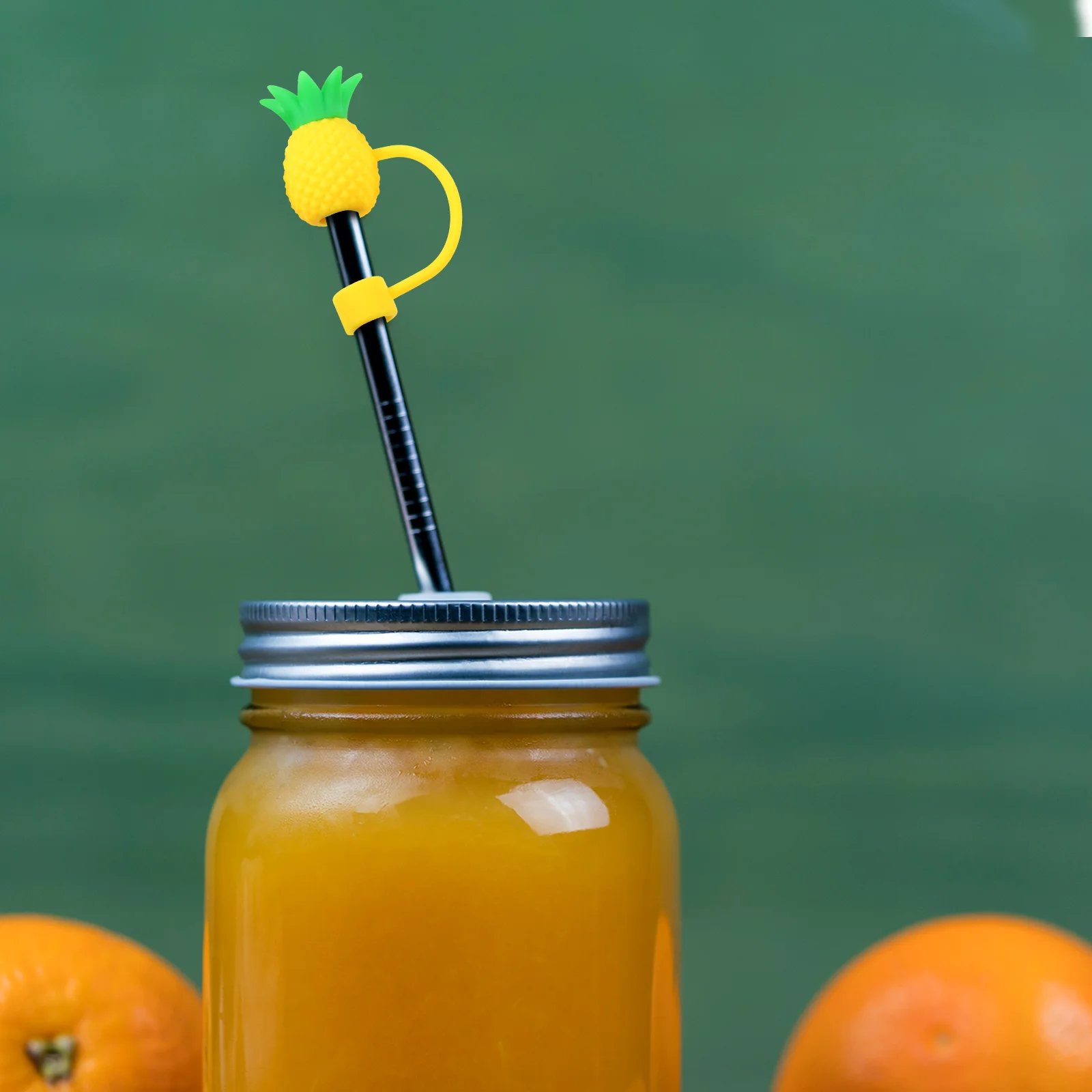 

4 Pcs Decorative Straw Caps Covers Pineapple Straws Hat Tip Drinking Tumbler Silica Gel Cute Reusable Tips