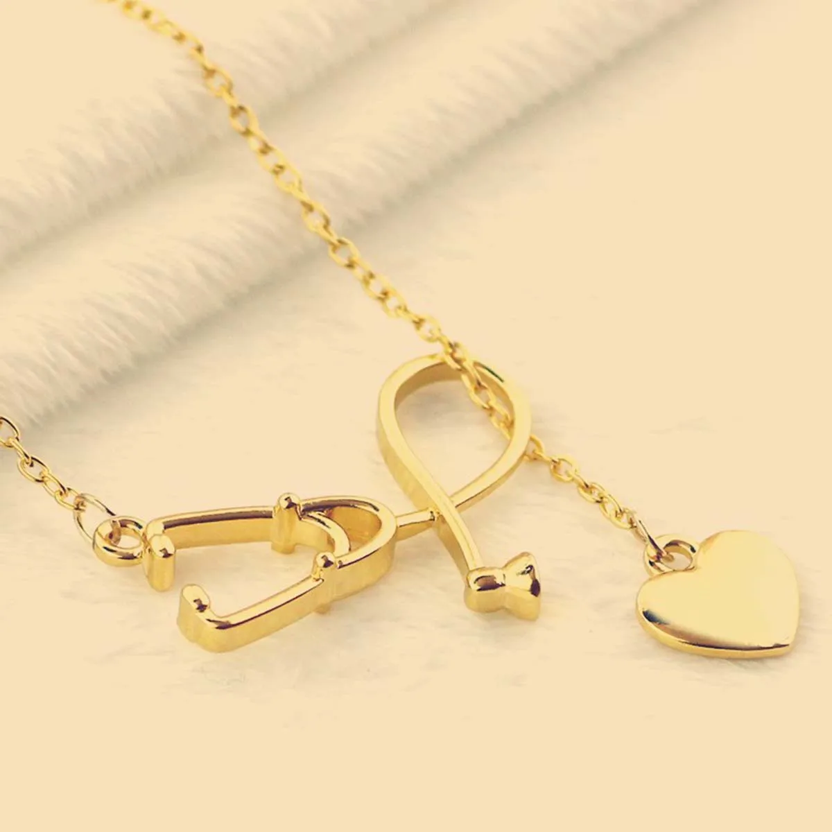 

Creative Stethoscope Pendant Necklace Solid Color Elegant Gift for Women Girls Valentine's Day Birthday Christmas