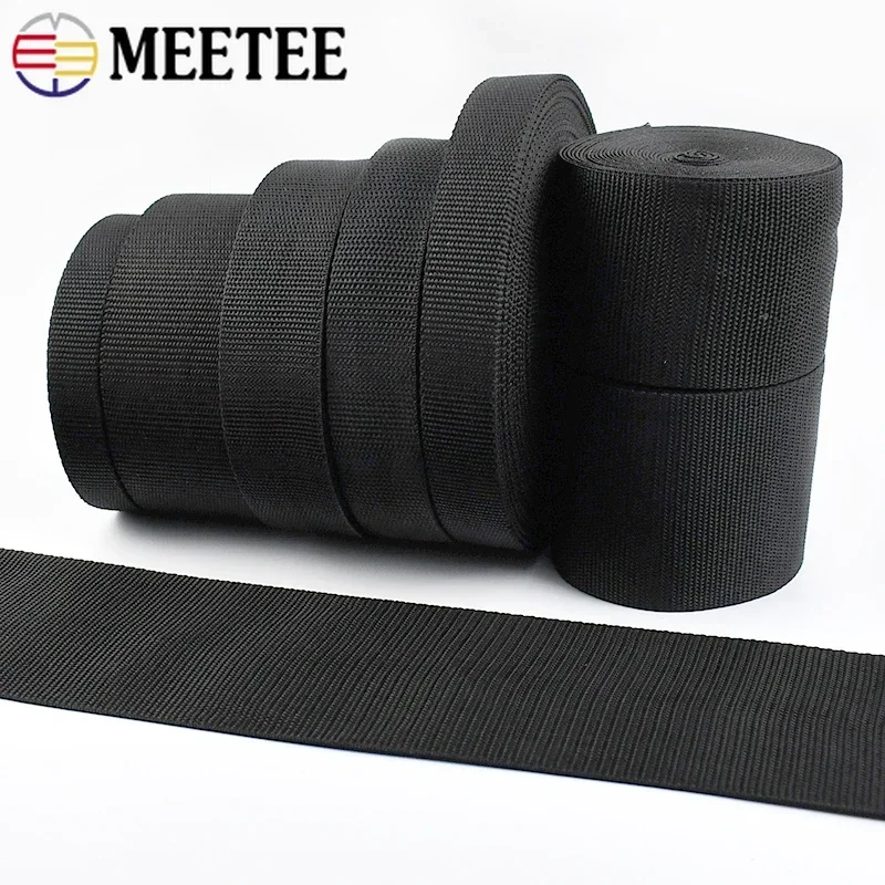 20-100mm Black Nylon Webbing Tapes 5/10M Polyester Tarp Webbings Strap Bag Binding Ribbon Belt Sling Trimming Sewing Accessories