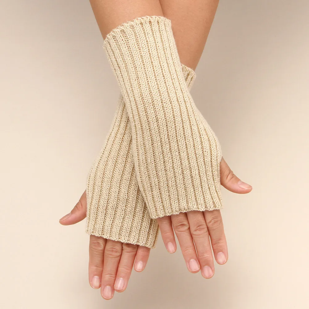 1 Pair Winter Warm Gloves Crochet Knitting Short Fingerless Gloves Solid Color Stylish Hand Warmer Faux Wool Mittens Arm Sleeves