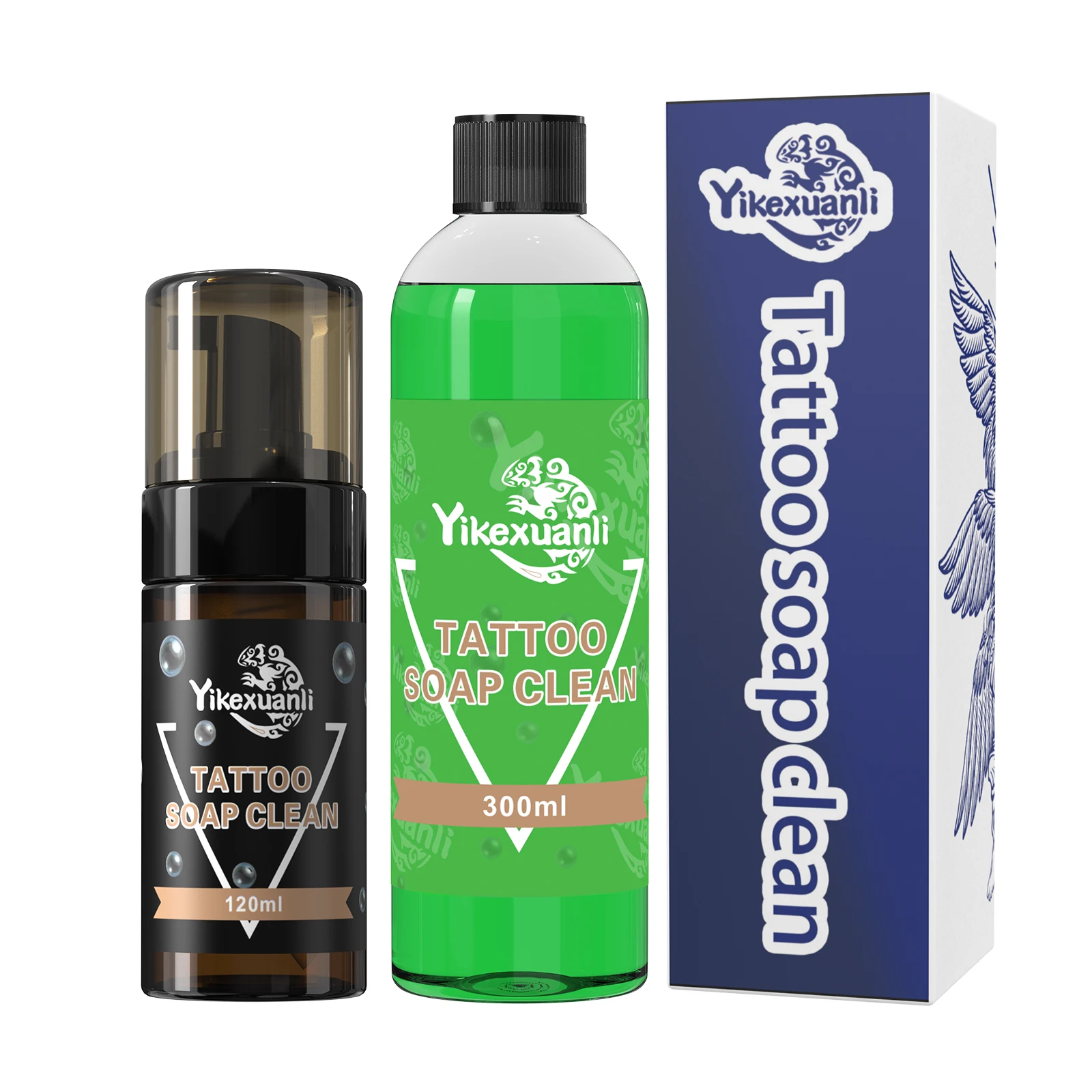 

Green Soap Solution, Tattoo Cleanser, and Pre/Post-Tattoo Skin Cleansing Products Tattoo Aftercare Kit with Foam Dispenser Gift