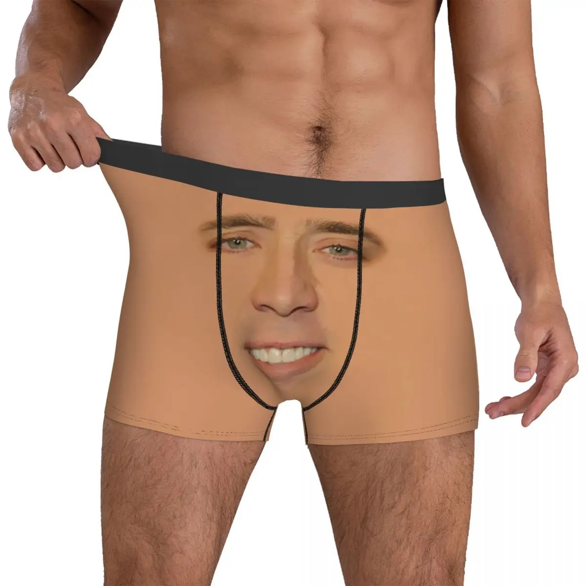 Nicolas Cage Full Face Underpants Breathbale Panties Male Underwear Print Shorts Boxer Briefs