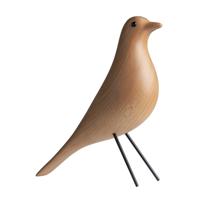 Pigeon wooden bird soft decoration Nordic high-end ornaments Creative bookshelf handicrafts