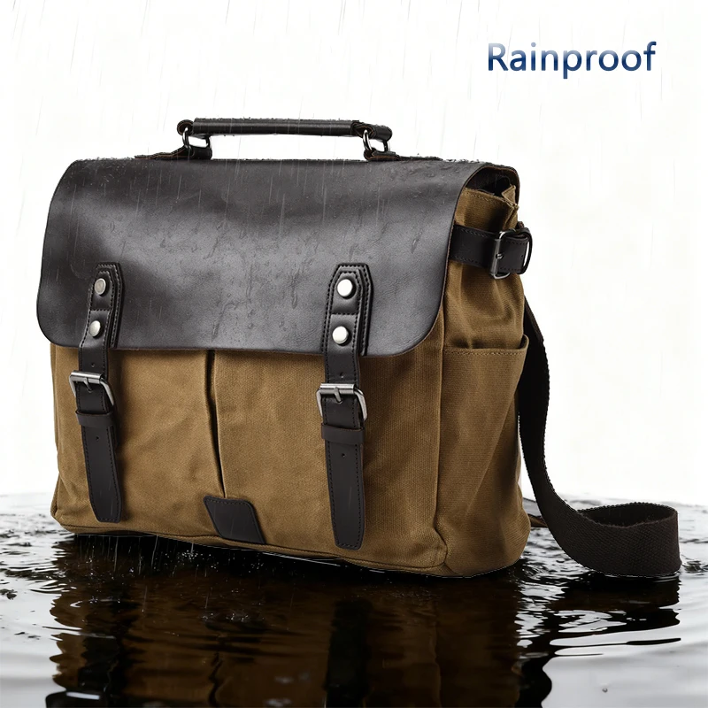 الرجال خمر تصميم حقيبة ساعي مقاوم للماء مشمع قماش كريزي هورس حقيبة كتف جلدية لهوندا CRF 125 250 CR XR