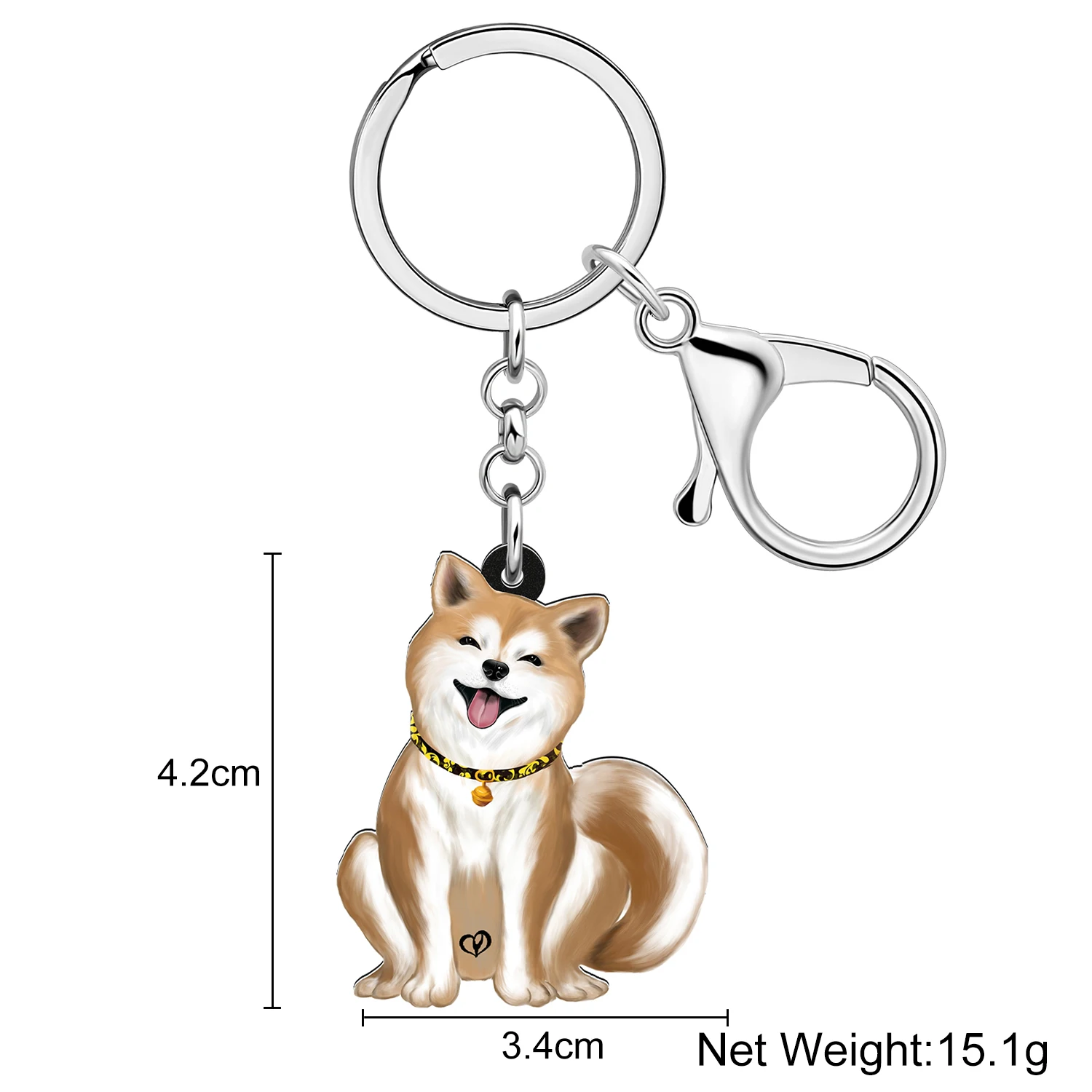 BONSNY Acrylic Sitting Japanese Akita Dog Puppy Key Chains Backpack Purse Key Ring For Women Kid Pets Gifts Accessories