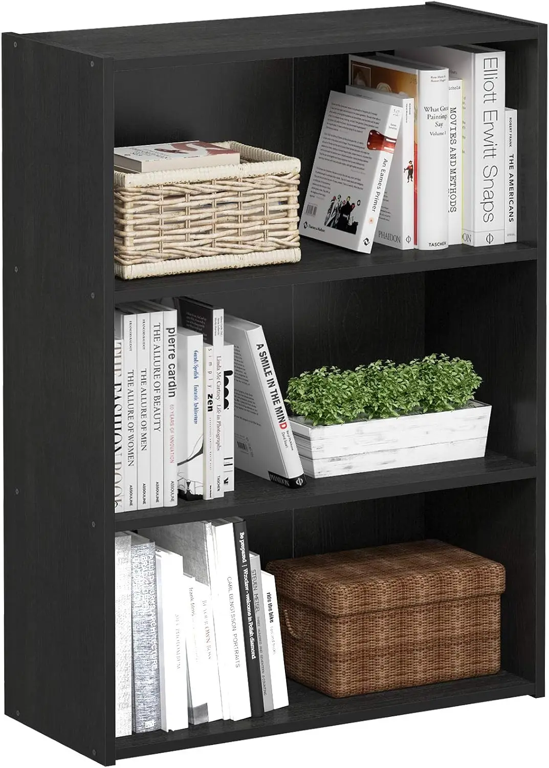 Estantería para libros Furinno PASIR, estantería de 3 niveles, estantería con estantes de almacenamiento, 9,7 x 23,7 x 31,5, para sala de estar, dormitorio, oficina en casa, Americano
