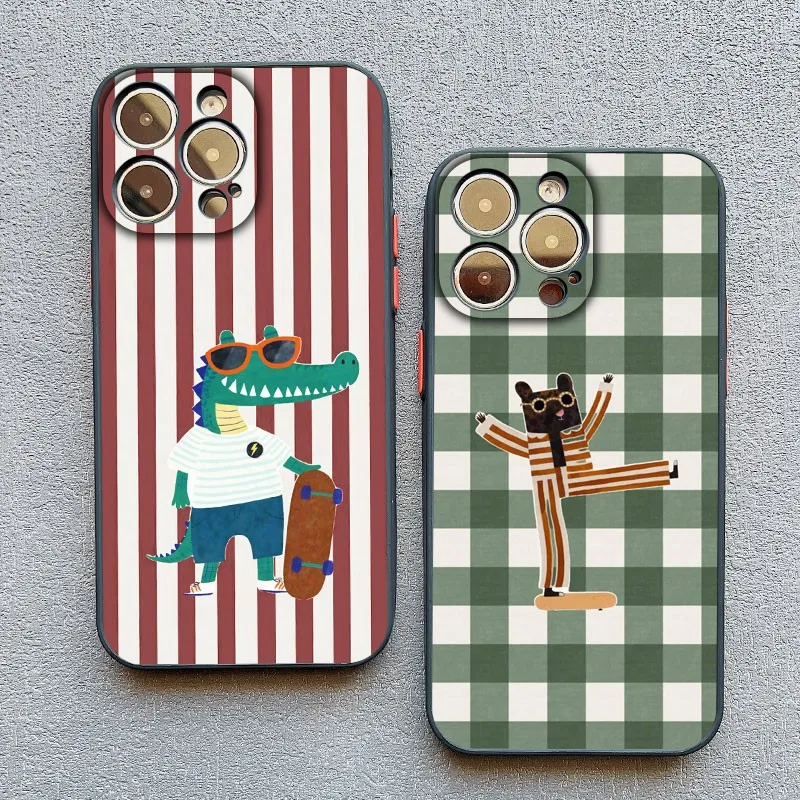 Funda de teléfono Simple y bonita con diseño de animales a cuadros verdes y blancos para Samsung Galaxy S25 S24 S23 S22 S21 S20 S10 Note20 Plus Ultra Lite 5G