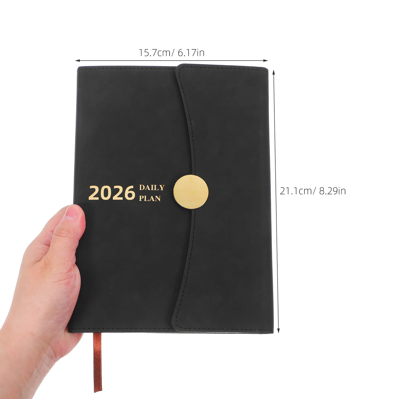 A5 Daily Weekly Monthly Planner PU Cover Notebook Journal with Monthly Index Bookmarks Portable Compact Design for Work School