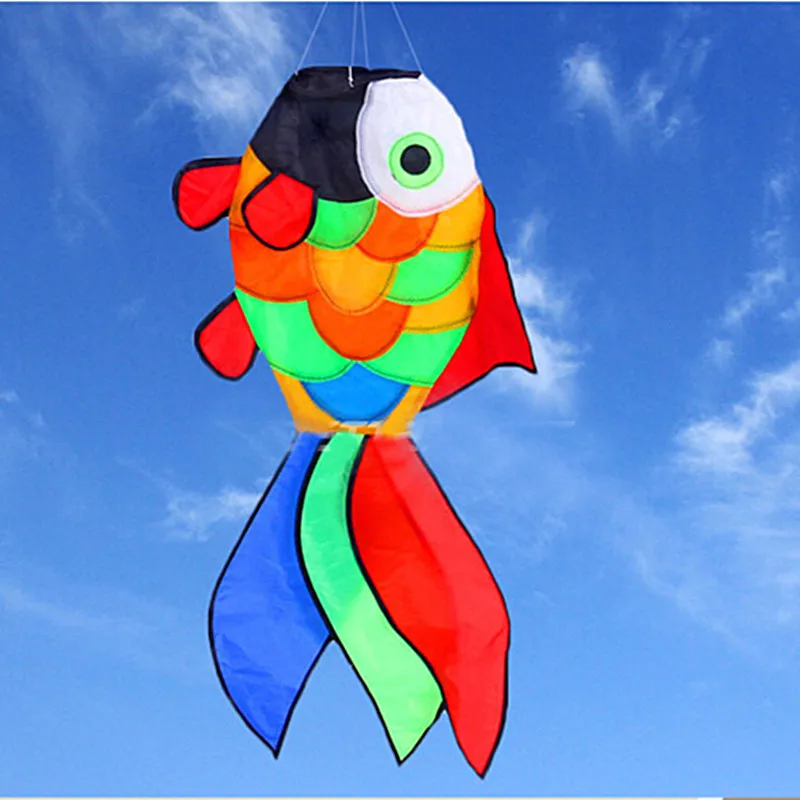 

free shipping large fish windsocks kite tails flying parachute inflatable toy sports cometas de viento linha de pipa outdoor fun