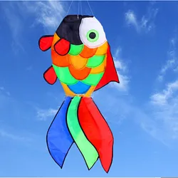 free shipping large fish windsocks kite tails flying parachute inflatable toy sports cometas de viento linha de pipa outdoor fun