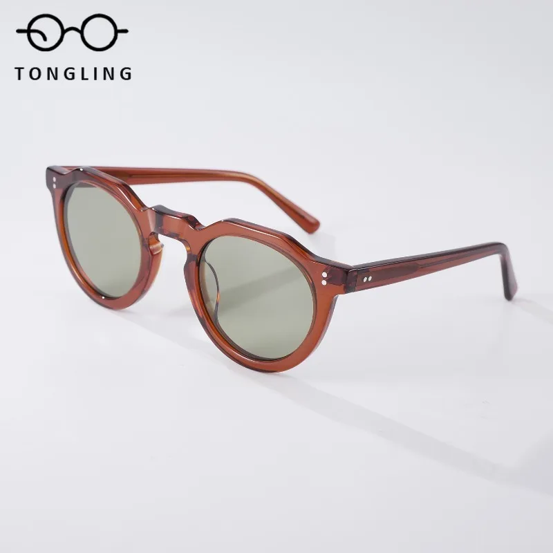 

2025 New Handcrafted High-Quality Acetate Eyeglasses Women Fashion Retro Trendy Round Men High-End Personalized Outdoor Sunglass