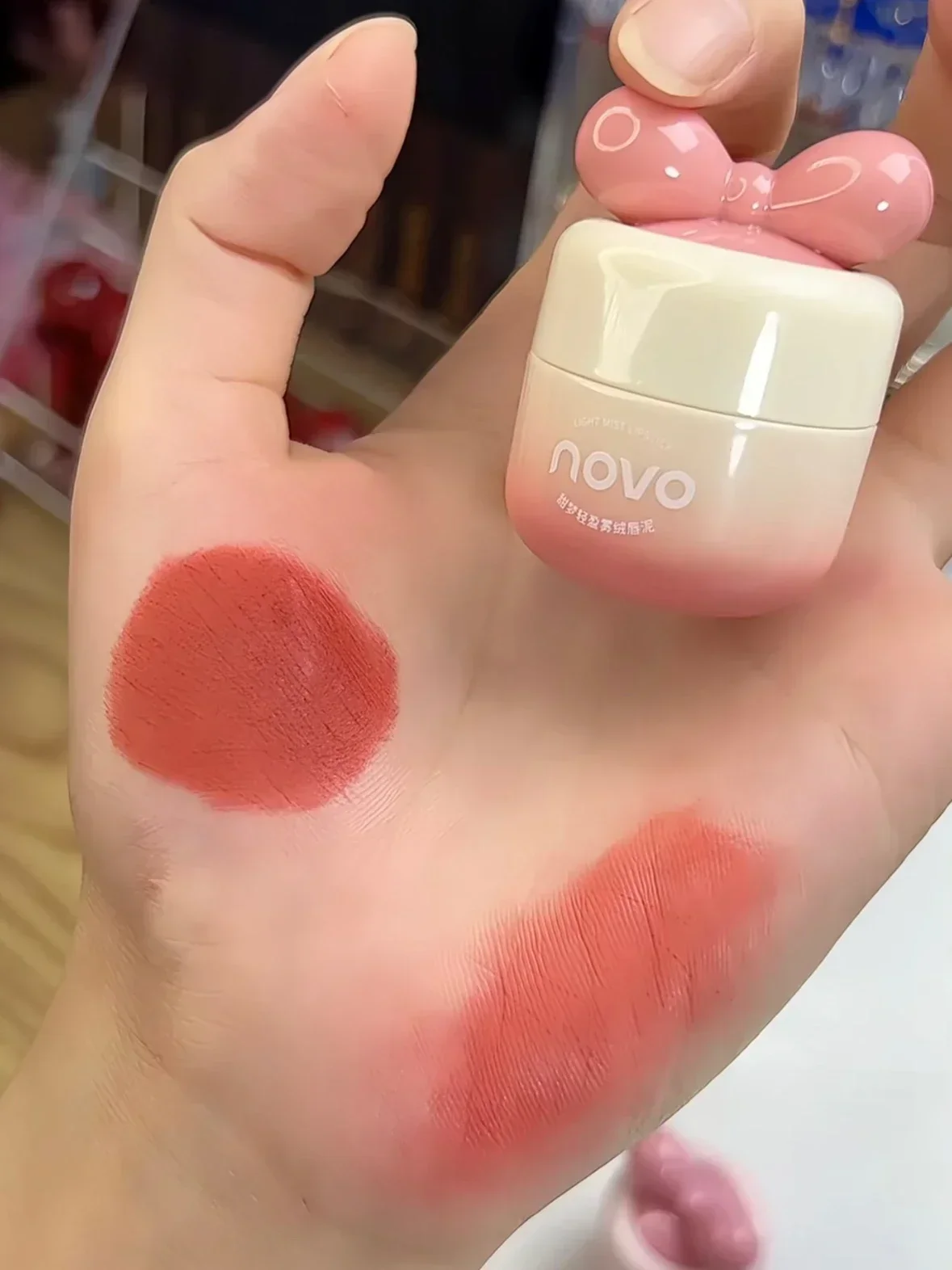 Novo Original labio barro mate lápiz labial en tarro lindo brillo de labios hidratante impermeable de larga duración maquillaje femenino belleza rara