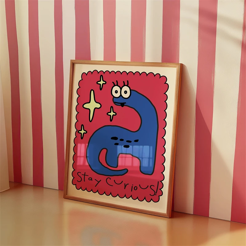 الملصقات الملونة غرفة الاطفال الحد الأدنى قماش اللوحة لطيف الحيوانات طباعة جدار صورة فنية للديكور المنزل هدية للأطفال #4